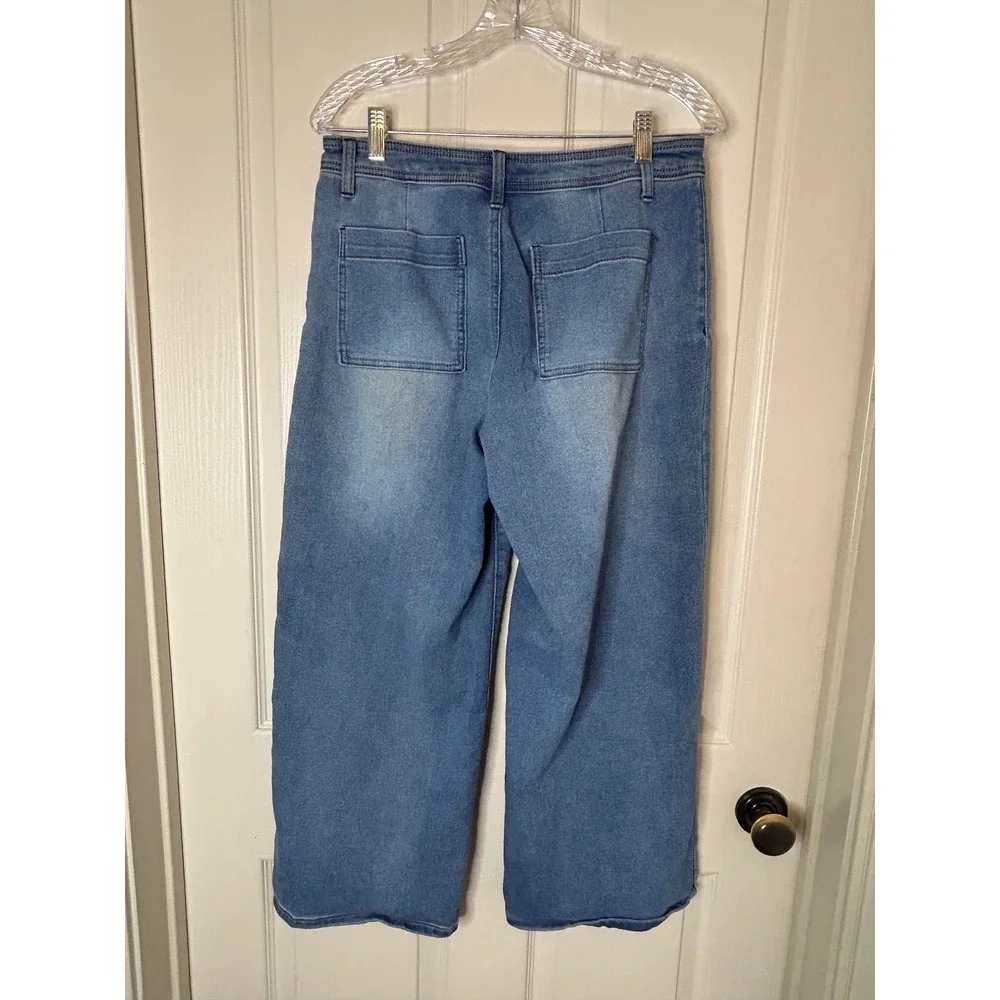 1822 Denim Womens Size 8 Medium Wash Wide Leg Cropped High Rise Jeans Blue